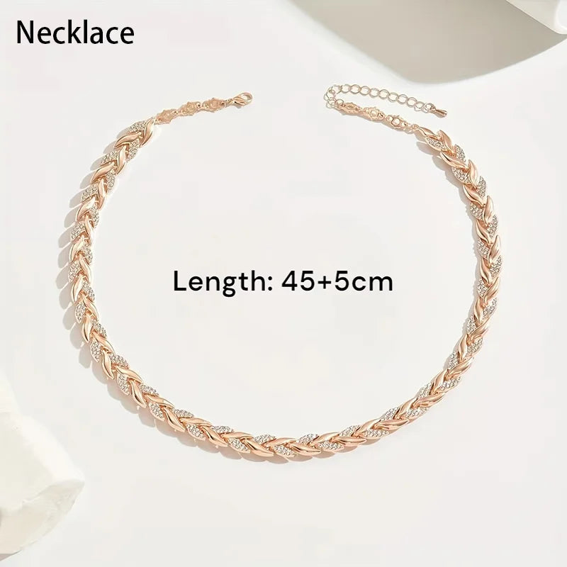 Conjunto de colar e pulseira em formato de folha