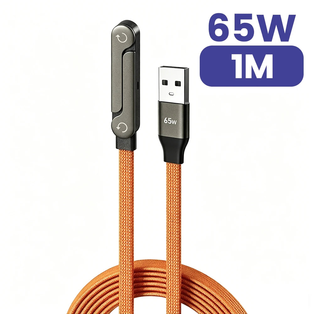 Cabo carregador de 90° com suporte para celular