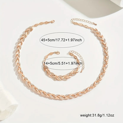 Conjunto de colar e pulseira em formato de folha