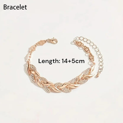 Conjunto de colar e pulseira em formato de folha