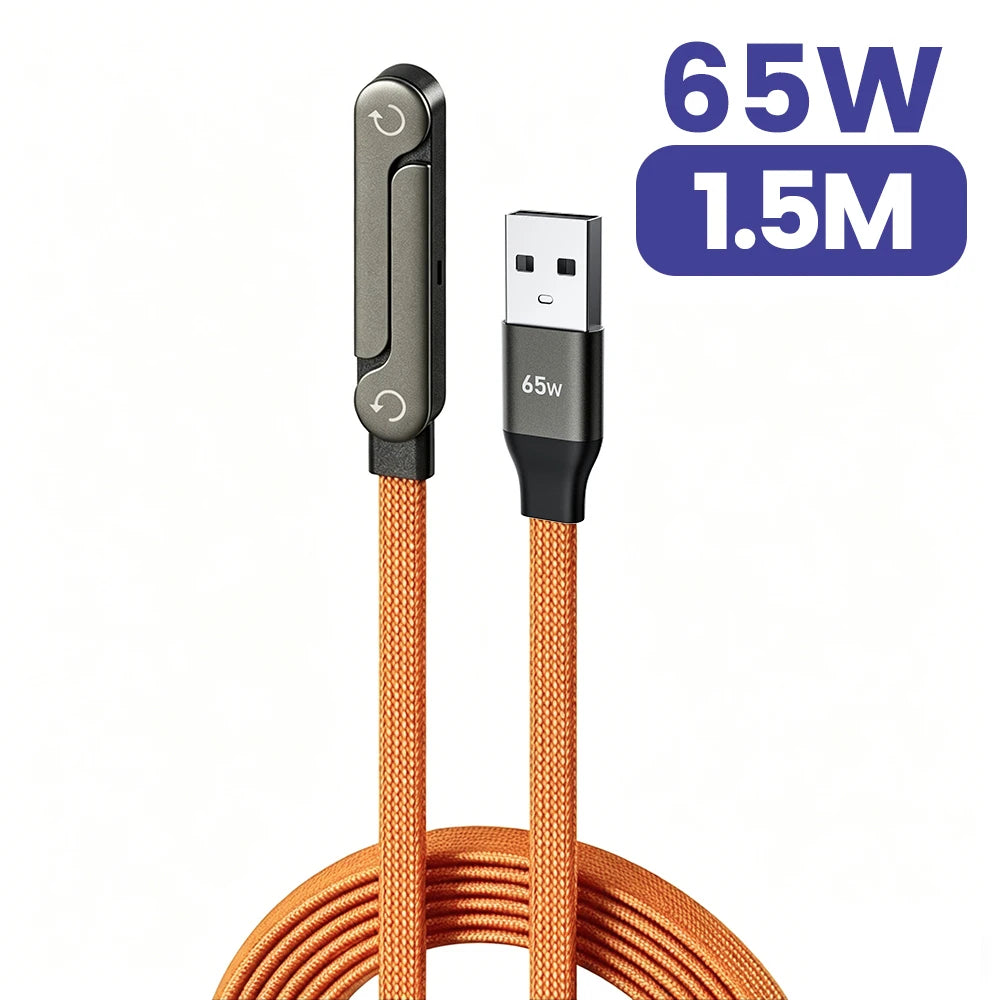 Cabo carregador de 90° com suporte para celular